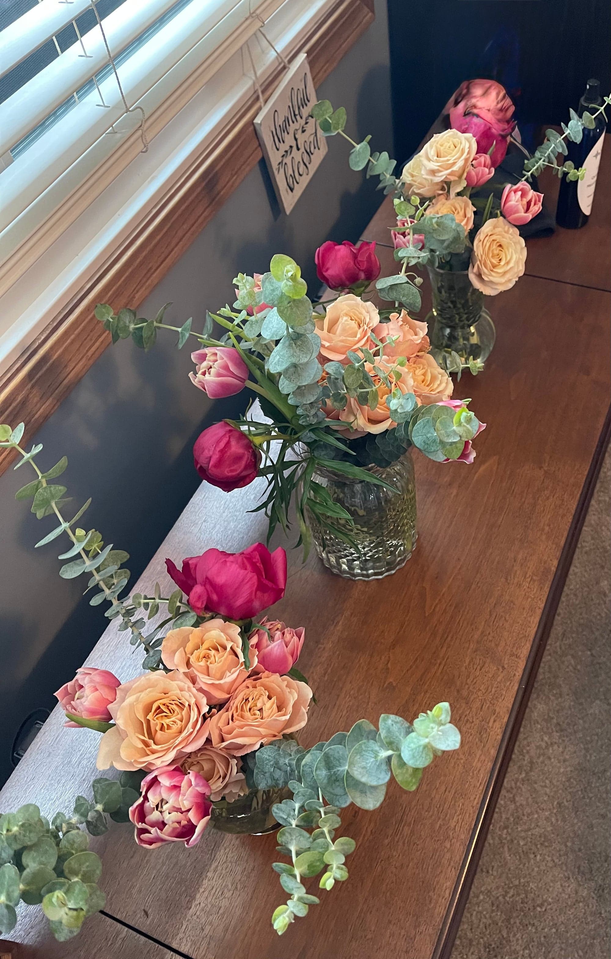 Beautiful floral arrangements at a wedding reception